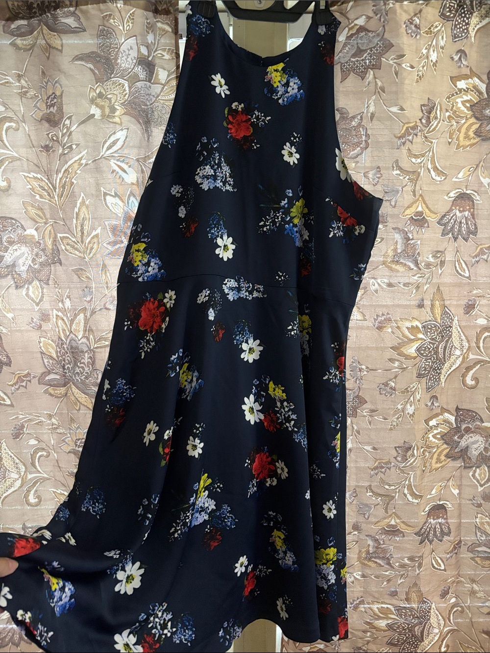 Banana Republic Navy Floral V-Neck dress with Bright Blooms | Tank Top Dress